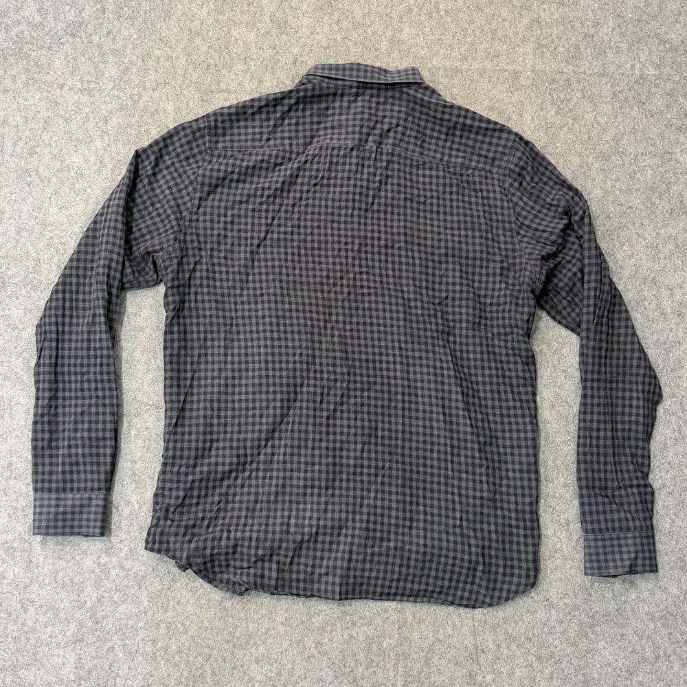 Theory Gray Gingham Plaid Long Sleeve Button Down Shirt Men's Size Large - Picture 6 of 7